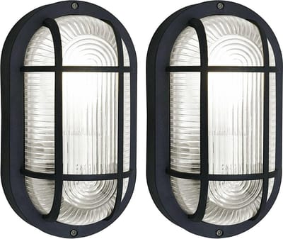 Benson Buitenlamp - 2x - ovaal - bulleye lamp - zwart - E27 - spatwaterdicht IP44