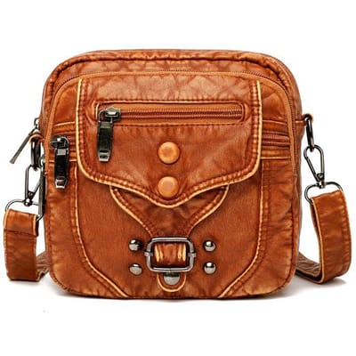 Petit sac d'été en cuir souple de Style ethnique pour femmes, sac à bandoulière décontracté, sac Mobile 20*8*18cm marron