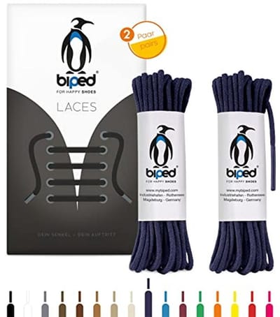 SnelShoppen - 2 Paar Ronde Katoenen Veters Ø 2 mm - Scheurbestendige Kwaliteitsveters voor Leren Schoenen, Boots en Casual Schoenen - Navy Blauw, 90 c