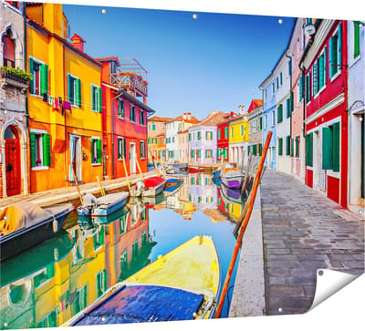 Gards Tuinposter Kleurrijke Huisjes aan het Water in Veneti� - 160x120 cm - Tuindoek - Tuindecoratie - Wanddecoratie buiten - Tuinschilderij