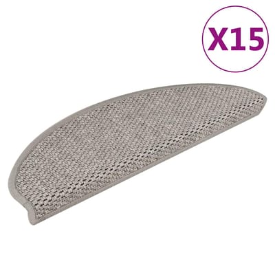 vidaXL - Trapmatten - zelfklevend - 15 - st - sisal-look - 65x21x4cm - zilverkleurig