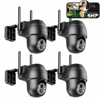 Beveiligingscamera Buiten 2K QHD, WiFi IP Camera met Nachtzicht, App Bediening, IP65 Waterdicht, 355°/90° Draaibaar 4pcs