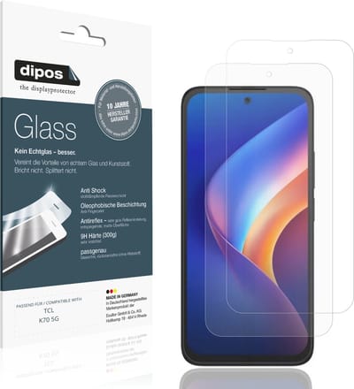 dipos – 2x Matte Pantserfolie geschikt voor TCL K70 5G | 9H Screenprotector