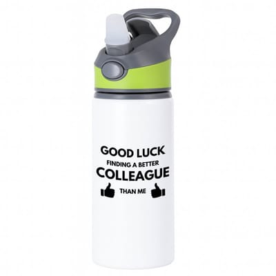 Hacebo® - Good luck finding waterfles met rietje groen - Collega - succes - werk - afscheidscadeau - verjaardagscadeau - kado - water fles - 650ML