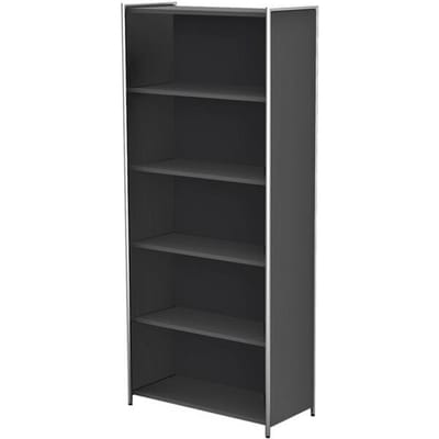 TOLEDO boekenkast, met zicht-achterwand, 5 OH, B 800 x D 380 x H 1850 mm, antraciet