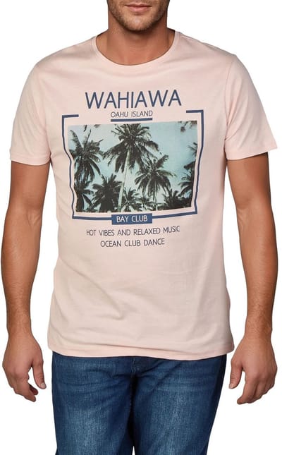 riverso Heren T-Shirt RIVLukas regular fit Roze S Ronde Hals Volwassenen - gemaakt van 100% katoen