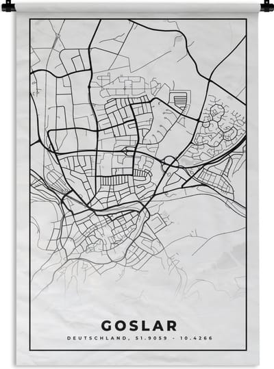 Wandkleed - Wanddoek - Kaart - Goslar - Plattegrond - Stadskaart - 120x180 cm - Wandtapijt