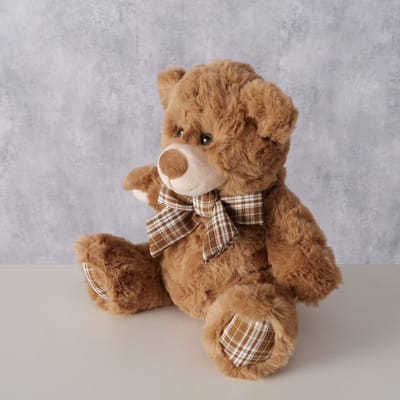 Pluche Beer Pepper – Knuffelbeer – 18 cm – Bruin – Met Strik – Zachte Knuffel van Polyester