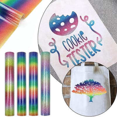 Lot de vinyle thermocollant auto-adhésif DIY Film pour vêtements Papier Silhouette Vinyle Craft Holographique Arc-en-ciel Tissu gray