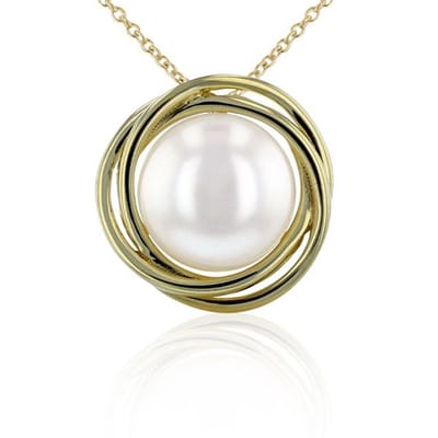 Luna-Pearls - 204.1401 - Hanger - 585/-Geel goud met Zoetwater gekweekte parel en Diamant