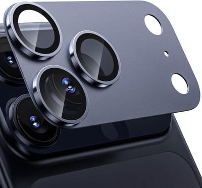 Viewr - Geschikt voor Apple iPhone 17 Pro - Camerabescherming - Militaire - Metaal 9H + Gehard Glas - Compatibel met Hoes - Blauw