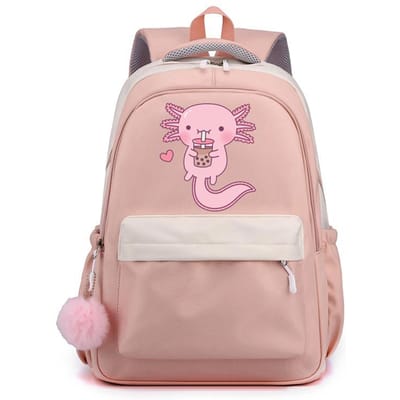 Schattige Kawaii Axolotl rugzakken voor zowel mannen als vrouwen Axolotl schooltas schattige cartoon rits rugzak grote capaciteit schooltas roze