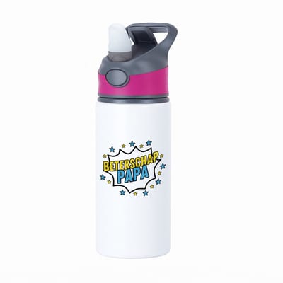 Hacebo® - Beterschap papa waterfles met rietje roze - een papa die ziek is of iets gebroken heeft - cadeau voor zieke vader - ziek - koorts - snel beter worden - cadeau - beterschap cadeau - kado - gift - geschenk - water fles - 650ML