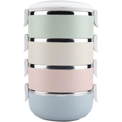 Draagbare roestvrijstalen lunchboxcontainer Bento Box-voedselcontainer (4 lagen 2800ml) gray