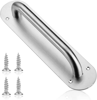 SPHProducts - Commerciële deurklink - Roestvrijstalen trek- en duwplaat - Oval L - Duurzaam en comfortabel - Voor binnen- en buitendeuren - Geschikt vo...