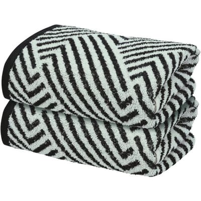 LIVARNO Set van 2 handdoeken, 50 x 100 cm, 500 g/m² (Zwart/print)