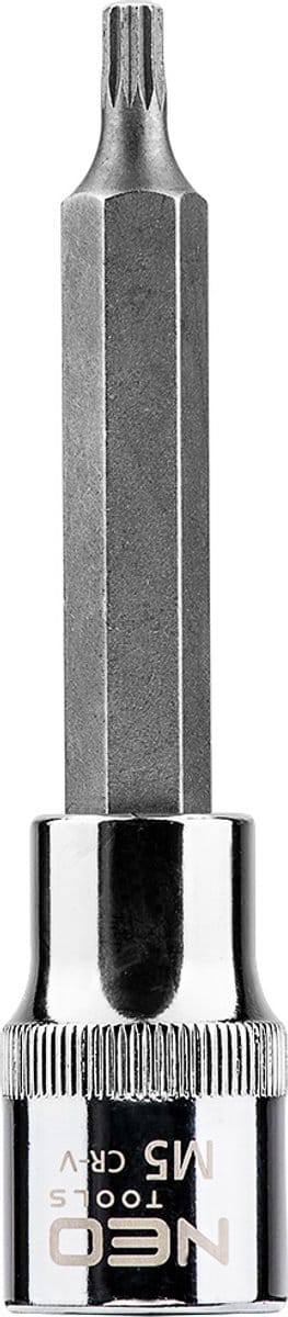 NEO Spline - 1/2" Nasadek - M5 x 100 mm - Chroom-Vanadium - Staal S2