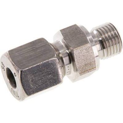G 1/4'' Buitendraad x 8S RVS Rechte Snijring Koppeling met FKM Afdichting 630 Bar DIN 2353 - FL2S-MC-STFP-014G-08-S