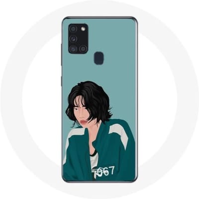 Samsung Galaxy A21S hoesje Inktvis Game Kang Sae Byeok Fanart gezicht tekenen