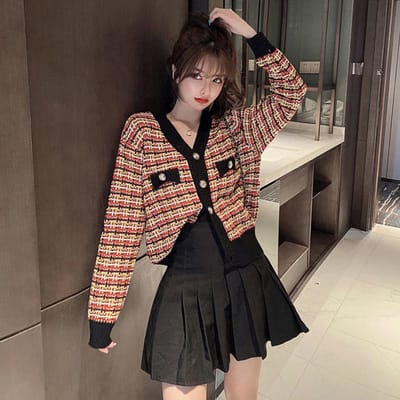 Herfst Gebreide Trui Mode Casual Los Jasje Lange Mouw Kort Jonge Vrouwen Top S