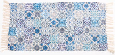 Vloerkleed grote blauwe tegels - Sass & Belle