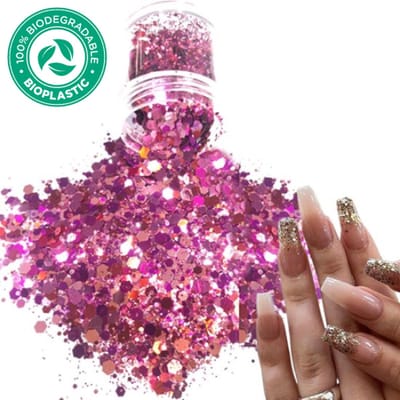 Chunky Glitters (Paars/Roze) [Volume 8g - Festival Glitter Outfit Nagel Decoratie Versiering - Manicure Kunstnagels Nepnagels Acryl Nagels - Kinderen Volwassenen Dames Glitters]