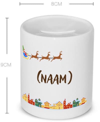 Akyol - kerst vliegende rendieren met eigen naam Spaarpot - Kerstmis - kerst beker - winter - kerst - christmas - kerst cadeau - 350 ML inhoud
