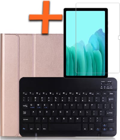 Hoesje - Geschikt voor Samsung Galaxy Tab A7 (2020) - Met Screenprotector - Keyboard Book Cover - Toetsenbord Case - Hoes - Rosé goud