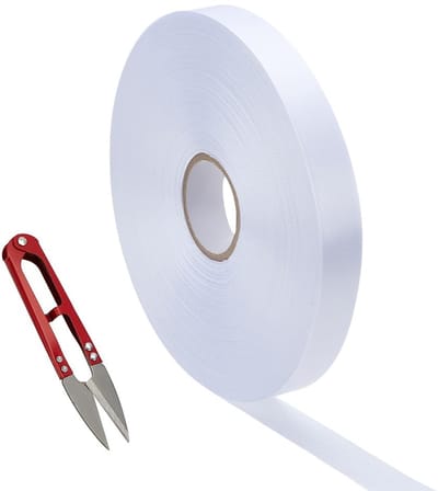 Dailygoods- Naamlabels 200 m - Kledinglabels - Blanco Stoffen Etiketten - Satijn - Wasbare Naambanden - Inclusief Schaar