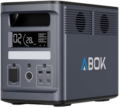 ABOK ark2000 Draagbare Energiecentrale - 2000W Uitgang - 1536Wh LiFePO4 batterij - 7 Uitgangspoorten - 1,5-2 uur snel opladen- Slimme App Energiebeheer - Zwart