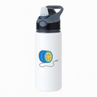 Hacebo® - jojo waterfles met rietje zwart - Kind - kinderen - speelgoed - cadeau - sport - water fles - 650ML