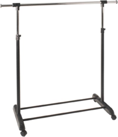 Kledingrek – Zwart staal met wieltjes – Uitschuifbaar ontwerp – 170 cm hoog, 95 cm breed, 44 cm diep