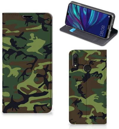 Huawei Y7 hoesje Y7 Pro (2019) Hoesje met Magneet Army Dark