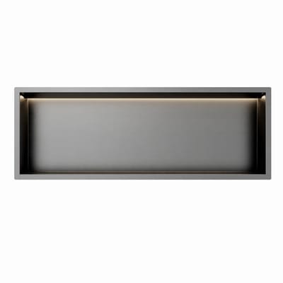 Gun Metal RVS Inbouwnis 30x90x10cm met RGB verlichting