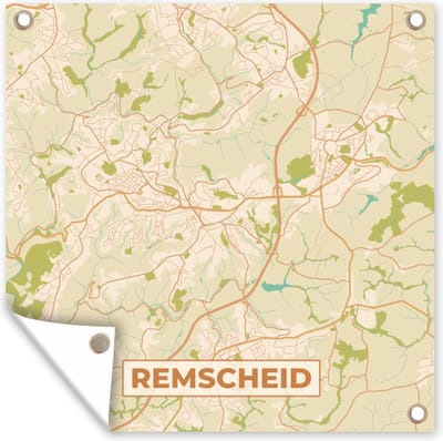 Tuin poster Remscheid - Plattegrond - Kaart - Stadskaart - Vintage - 200x200 cm - Tuindoek