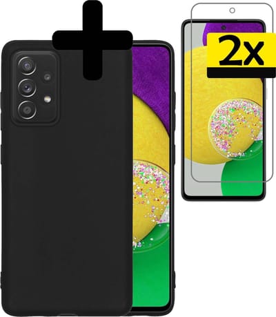 Hoesje - Met 2x Screenprotector - Geschikt voor Samsung Galaxy A52s 5G - Sterk & Shockproof - Back Cover - Siliconen Case - Telefoon Hoes - Telefoonhoesjes - Zwart