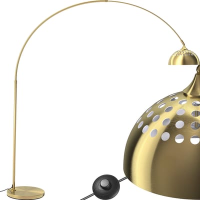 tectake® Booglamp vloerlamp woonkamer - Retro vintage eetkamerlamp - Hangend, ideaal voor eettafel en woonkamer - Arc-lamp - goudkleurig