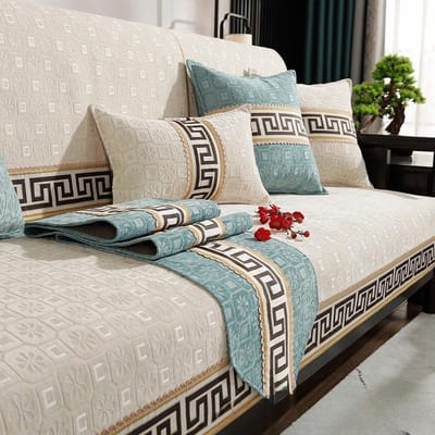 Nieuw Chinees bankkussen Hoogwaardig antislip massief houten kussen Volledige hoes Doek Vier seizoenen Universele Chinese houten bankhoes 70*70