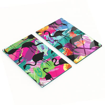 Multifunctionele decoratieve snijplanken van gehard staal voor de keuken, flamingo's, 2x30x52 cm