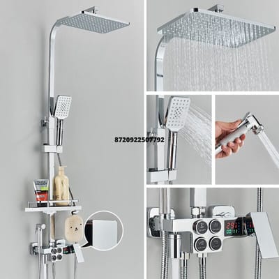Currero Massage Douchepaneel - Regendouche - Douche Waterval - Jets - Met Douchekop - Handdouche - Roestvrij Staal - Met Display - Chroom