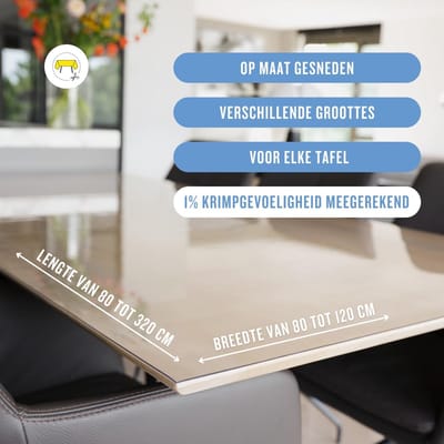 Tafelzeil Transparant - Tafelbeschermer PVC - Tafel Beschermen - 3mm Dik Vlekbestendig - 100x280 cm - Transparant