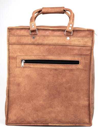 Tote Bag Shopper Tas van Echt Leer - Stijlvolle Leren DraagTas Boodschappentas – 30 x 20 x 12 cm – Santiago OnceDoce® Urban Chique – model 927