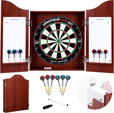 Dartbord Set met Kast - Compleet met 2 Sets Darts, Scoreborden en Stiften