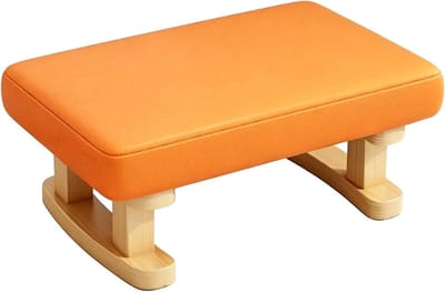 Gestoffeerde Voetenbank - Poef Hocker - Ontspannen Voeten - Stapelbaar Ontwerp - 45x35x23 cm - Oranje