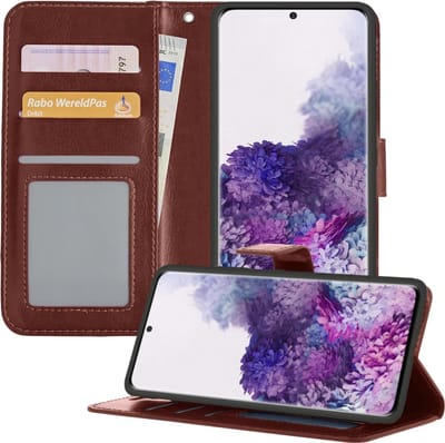 Hoesje - Geschikt voor Samsung Galaxy S20 Ultra - Luxe Bookcase - Walletcase Hoes - Portemonnee - Cover - Telefoonhoes - Bruin
