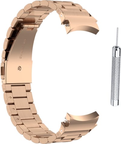 Stalen bandje - RVS - geschikt voor Samsung Galaxy Watch 7 / Watch FE / Watch 6 / Watch 6 Classic / Watch 5 / Watch 5 Pro / Watch 4 / Watch 4 Classic - rosegoud