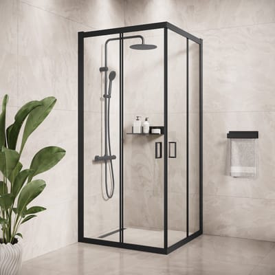 Badplaats Douchecabine Dakota 100 x 100 x 190 cm – Zwart – Douchewand met Schuifdeur