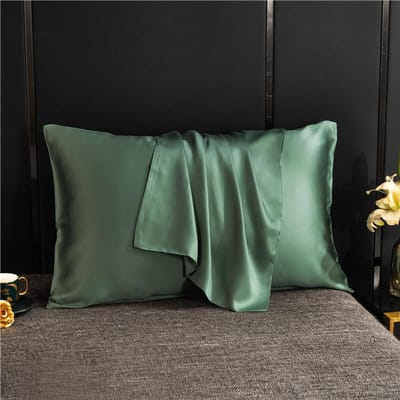 Housse de coussin en soie de mûrier naturelle, couleur unie, taie d'oreiller, taie d'oreiller, 40 x 80 cm 48x74cm  1pc vert