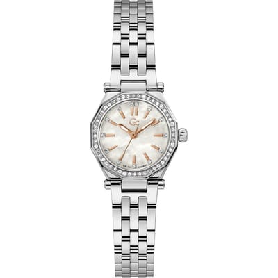 Gc Gc Gleam Mini Small Size Metal Analoog Quartzhorloge Zilverkleurig Kast Gemaakt Van 100% Roestvrij Staal En Een Armband Van 100% Roestvrij Staal 26 Z54005L9, Z54006L9