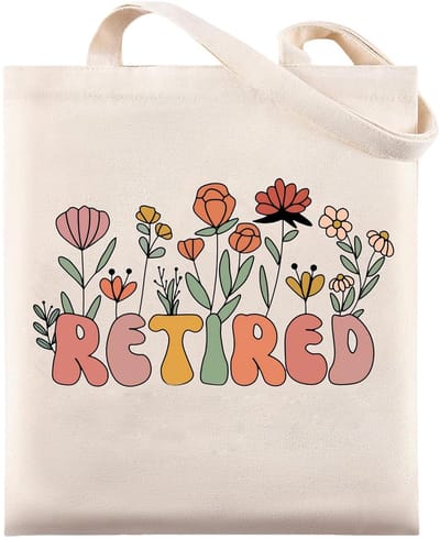 Dailygoods- Canvas Tas Sfeervol Pensioen Cadeau - Katoenen Tas - Cadeau Voor Vrouwen - Bloemenontwerp - Lichtgewicht - Duurzaam - Schoudertas